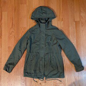 Ambiance Women's Olive Green Lightweight Utility Cargo Jacket (Size L)